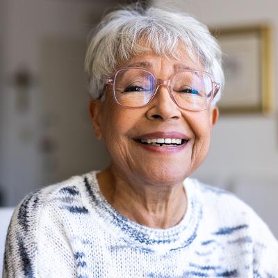 Smiling senior woman at home 